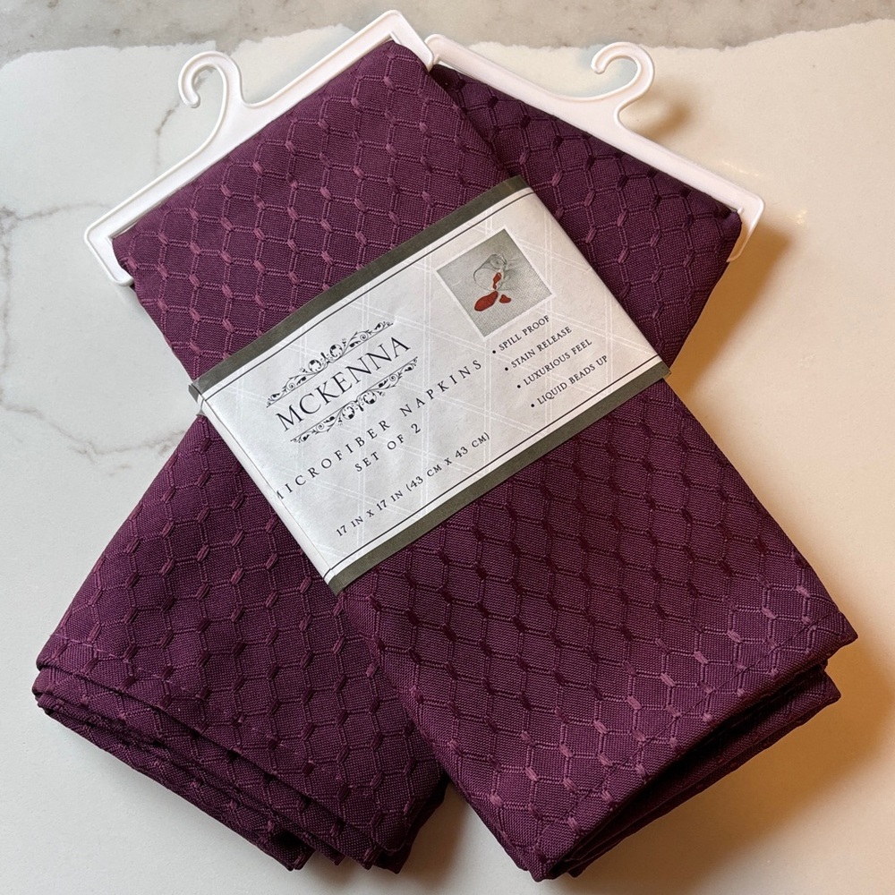 NWT Microfiber Napkins Set of 2 each Amethyst, purple